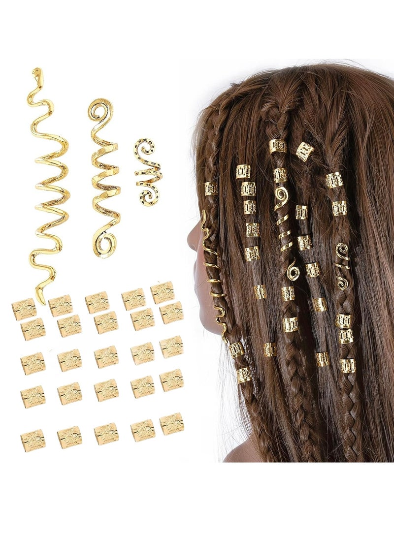 28Pcs Hair Accessories Hair Jewelry for Women Braids, Dreadlock Beads Metal Hair Clips Decoration Gold(Multiple Styles)Braid bead braid ring clip 200 braid metal cuff ornaments
