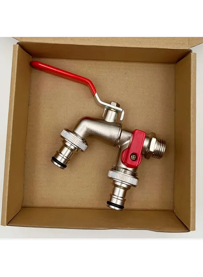 1pc 1 2 Inch Dual Outlet Garden Hose Faucet 304 Stainless Steel Freeze Proof Nozzle - Image 1