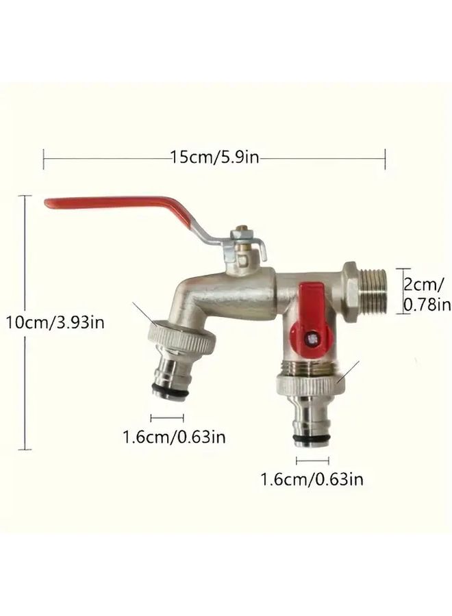 1pc 1 2 Inch Dual Outlet Garden Hose Faucet 304 Stainless Steel Freeze Proof Nozzle - Image 3