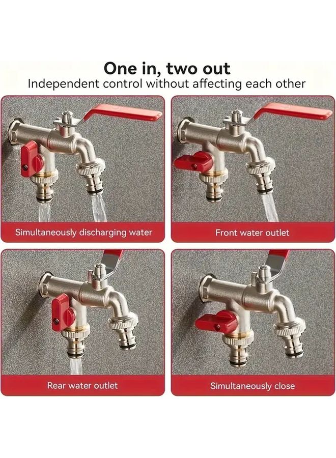 1pc 1 2 Inch Dual Outlet Garden Hose Faucet 304 Stainless Steel Freeze Proof Nozzle - Image 2