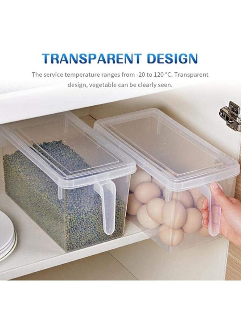 AIWANTO 4-Piece Fridge Plastic Food Storage Containers With Lids And Handle Plastic Kitchen Refrigerator Fridge Stackable Desk Cabinet Food Fruit Eggs Vegetables Drawer Storage Organizer Box Containers Clear 31x15x16cm - Image 3