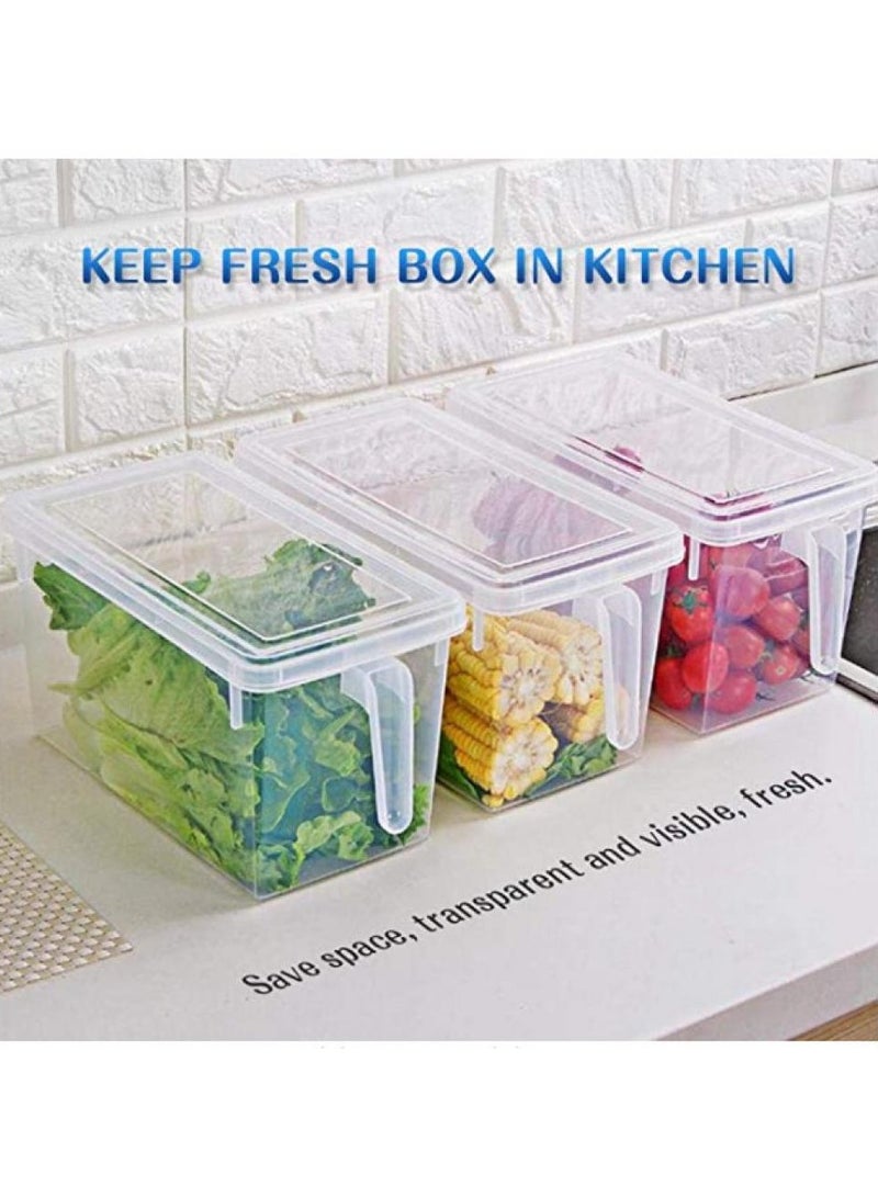 AIWANTO 4-Piece Fridge Plastic Food Storage Containers With Lids And Handle Plastic Kitchen Refrigerator Fridge Stackable Desk Cabinet Food Fruit Eggs Vegetables Drawer Storage Organizer Box Containers Clear 31x15x16cm - Image 4