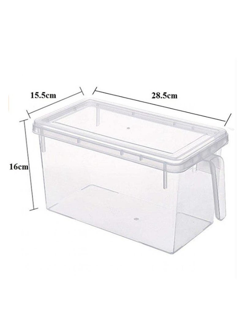 AIWANTO 4-Piece Fridge Plastic Food Storage Containers With Lids And Handle Plastic Kitchen Refrigerator Fridge Stackable Desk Cabinet Food Fruit Eggs Vegetables Drawer Storage Organizer Box Containers Clear 31x15x16cm - Image 2