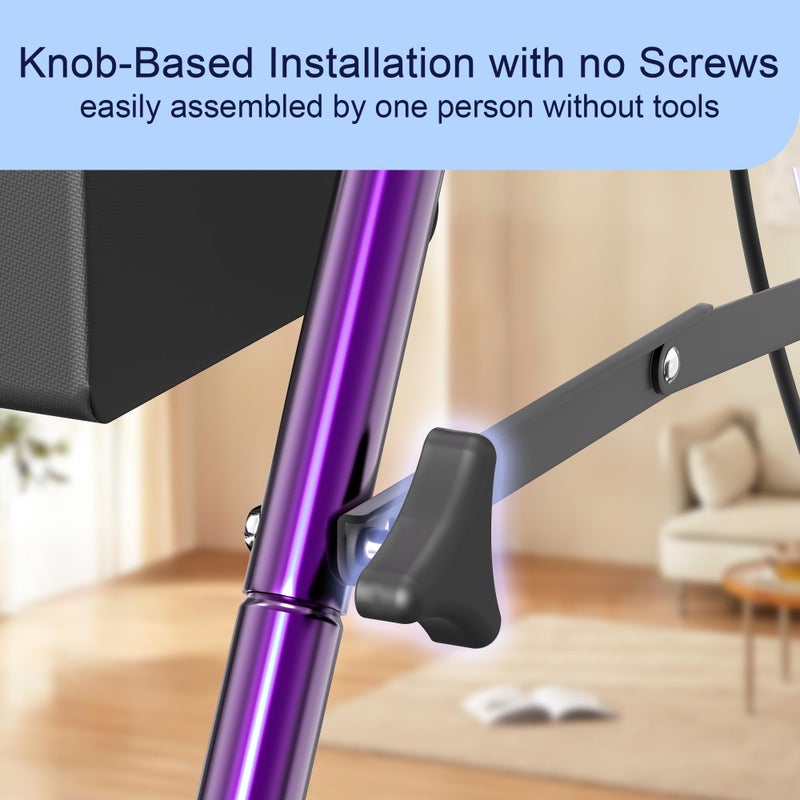 Retaoldth Foldable Rollator Walker with Seat for Seniors, Easy Folding & One-Hand Carry, Walkers for Seniors-All-Terrain Wheels, Height Adjustable Lightweight Rolling Walker for Elderly, Purple - Image 3