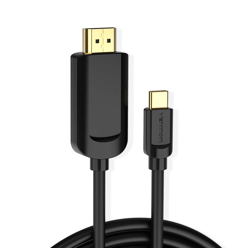 VENTION Type-C To HDMI And USB-C Video Adapter Cable For Macbook TV Projector Black - Image 1
