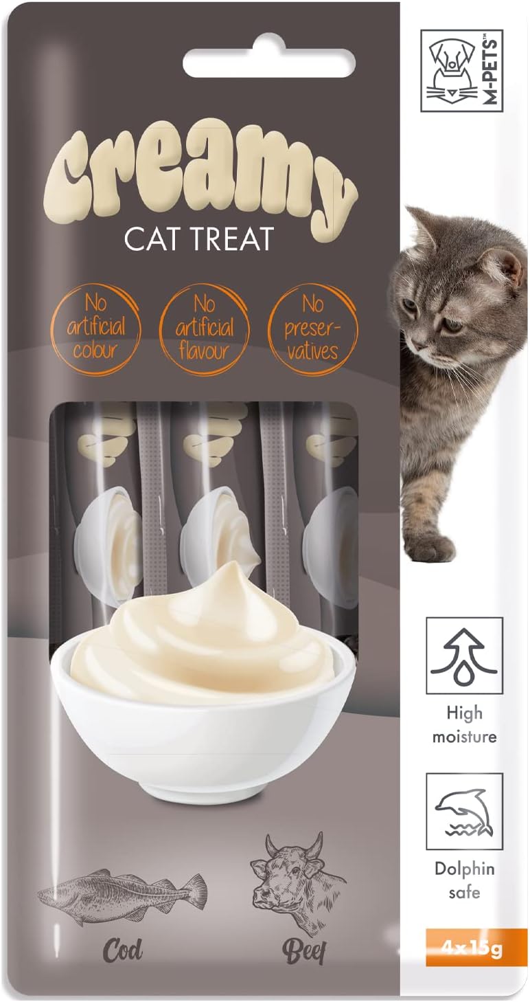 M-Pets Moisture proof MP Pet Creamy Treat with Beef and Fish, 4 x 15 g Cost effective global grade quality - Image 1