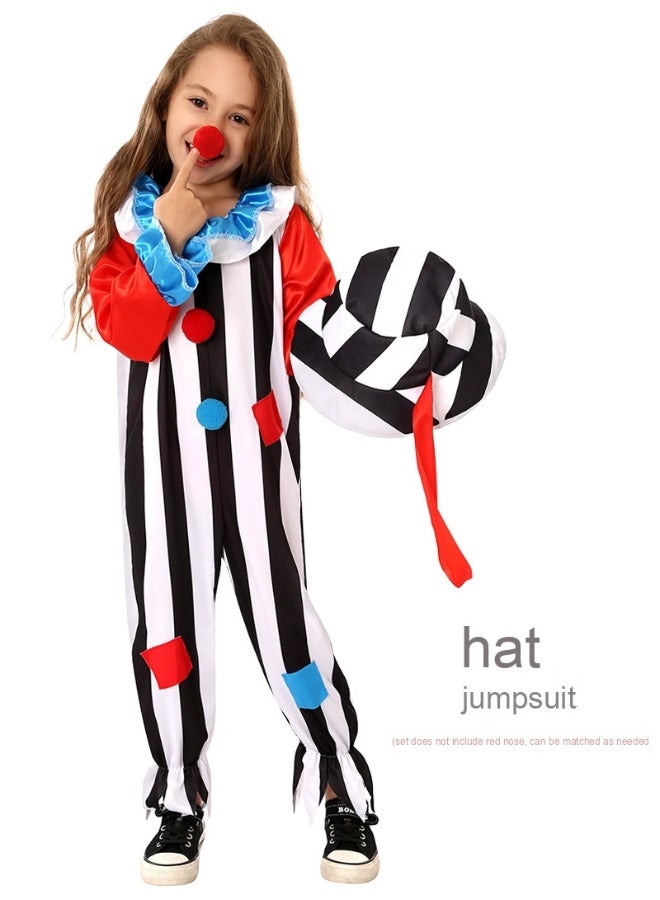 Carnival Color-block Striped One-piece Costume For Clown Character Play Costume Cosplay - Image 1