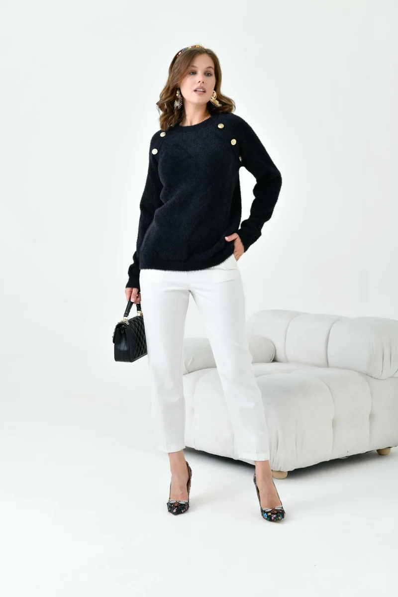 Garmi Women's Gold Button Detail Blouse Black