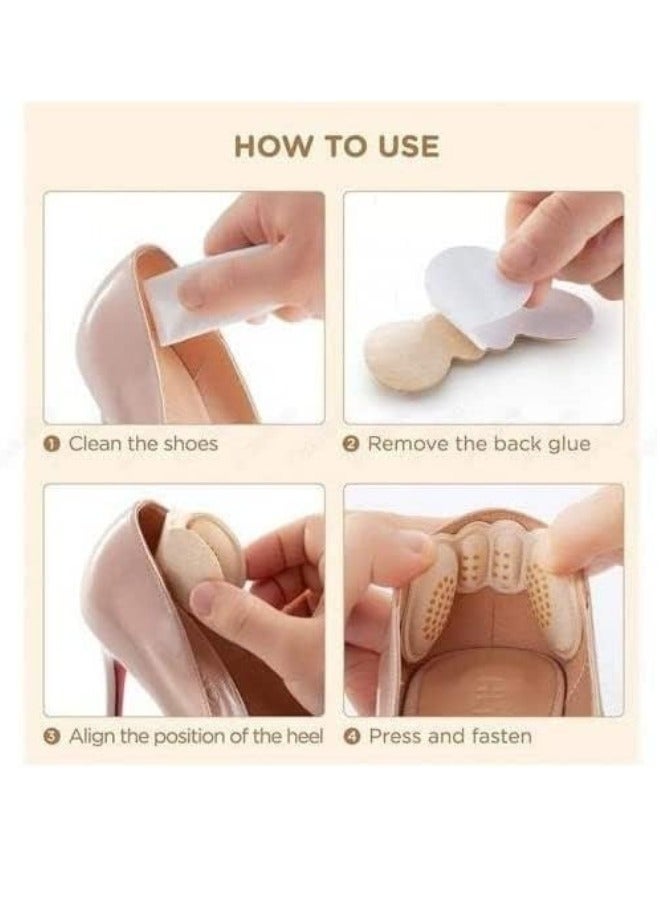 Heel Pads Womens Mens Insoles, Self Adhesive Heel Clip Liner Heel Pad For Loose Shoes Too Large Insole Padding To Improve Shoe Fit And Comfort Heel Protector Light Skin Tone, 1 Pairs - Beige  - Image 4