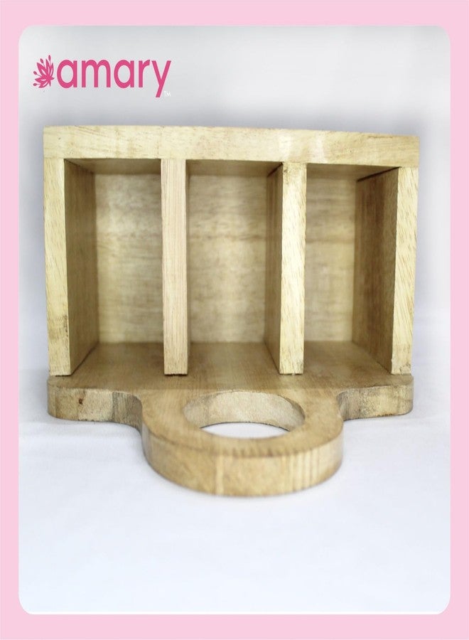 AMARY Rubberwood Spoon Stand for Kitchen | Cutlery Holder for Dining Table |Kitchen Décor, Table Décor, Great Gift | Eco-friendly Wooden Cutlery Stand| Handcrafted in India (20cmx19cmx11cm) - Image 3