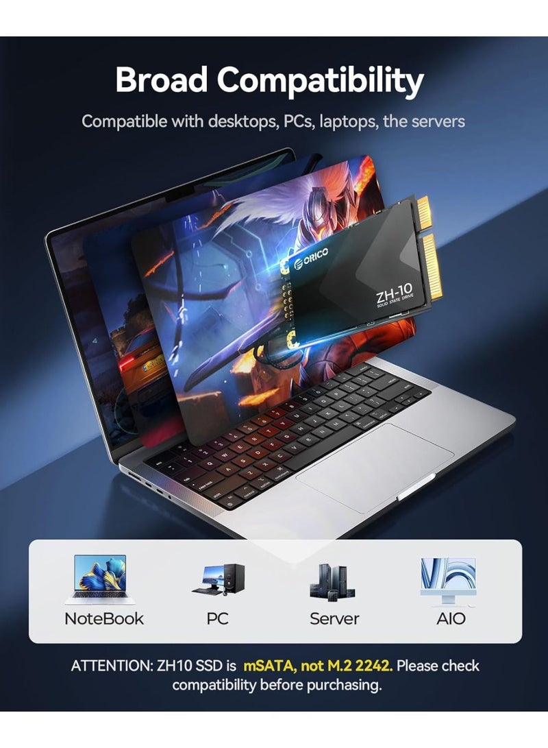 ORICO 512GB mSATA SSD, SATA III 6Gbps 3D NAND Internal Solid State Drive for Laptops Ultrabooks Desktop-ZH10 - Image 2