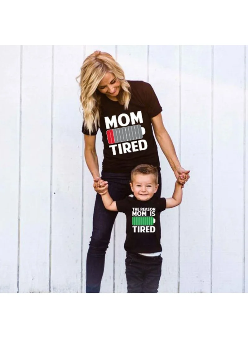 Matching Family Outfits  Mother Son Battery Printed T Shirt  | Best Price UAE