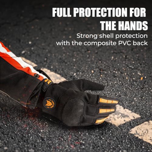 BADOWL Polyester Wind Rider Full Finger Motorcycle Racing Gloves with Touchscreen Fingertips and Knuckle Protection Anti-Slip Grip (Orange, L) - Image 2