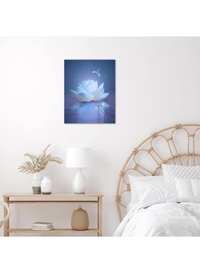 HVEST Dragonfly with Water Lily Flowers Wall Art - Image 4
