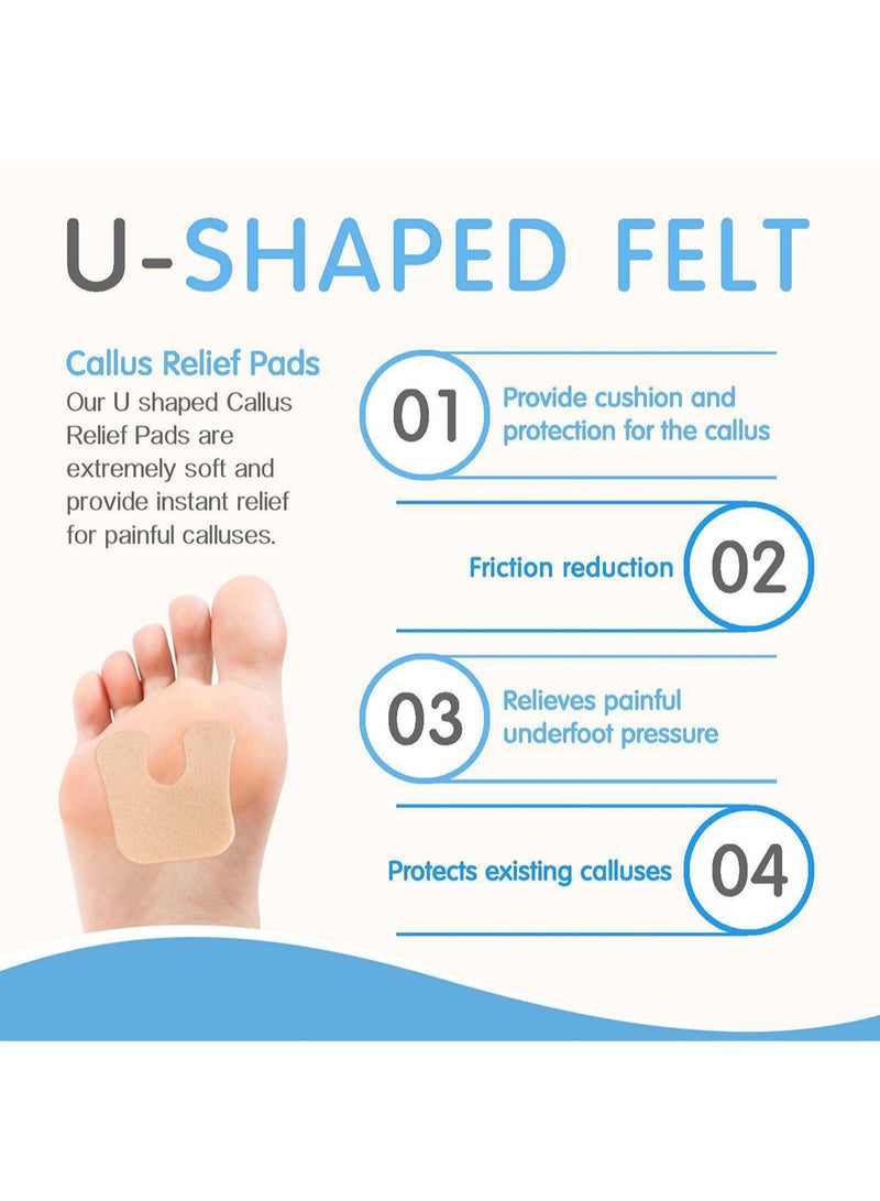 Elaimei U-Shaped Felt Callus Relief Pads, Callous Remover Self-Adhesive Cushion Reduce Foot and Heel Pain 48Pcs  - Image 3