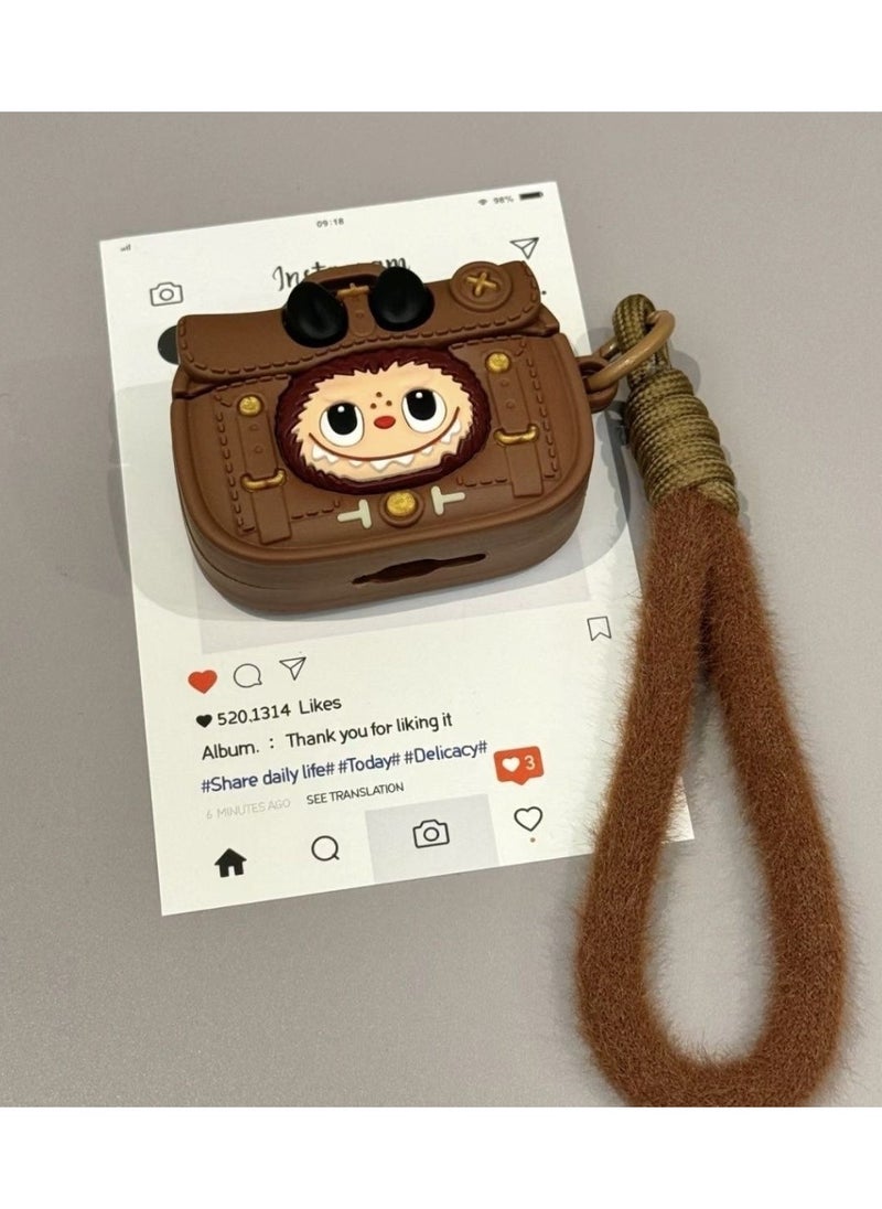 LABUBU Compatible with AirPods pro Case，Labubu Portable Headphone Storage Bag，Pop mart Apple Wireless Bluetooth Headset Protective Cover, Labubu Mini Briefcase + Carabiner  - Image 5