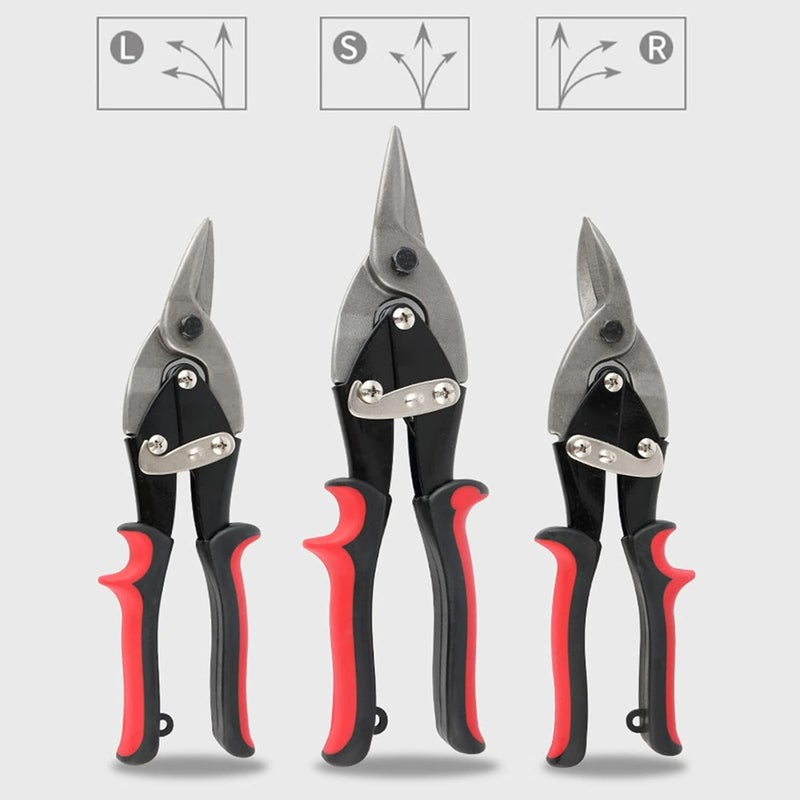 ديروفان مقصات طيران مركبة احترافية من ديروفان مقاس 10 بوصات - قطع مستقيم/يسار/يمين، مقصات صفائح معدنية شديدة التحمل بمقابض مريحة - Image 1