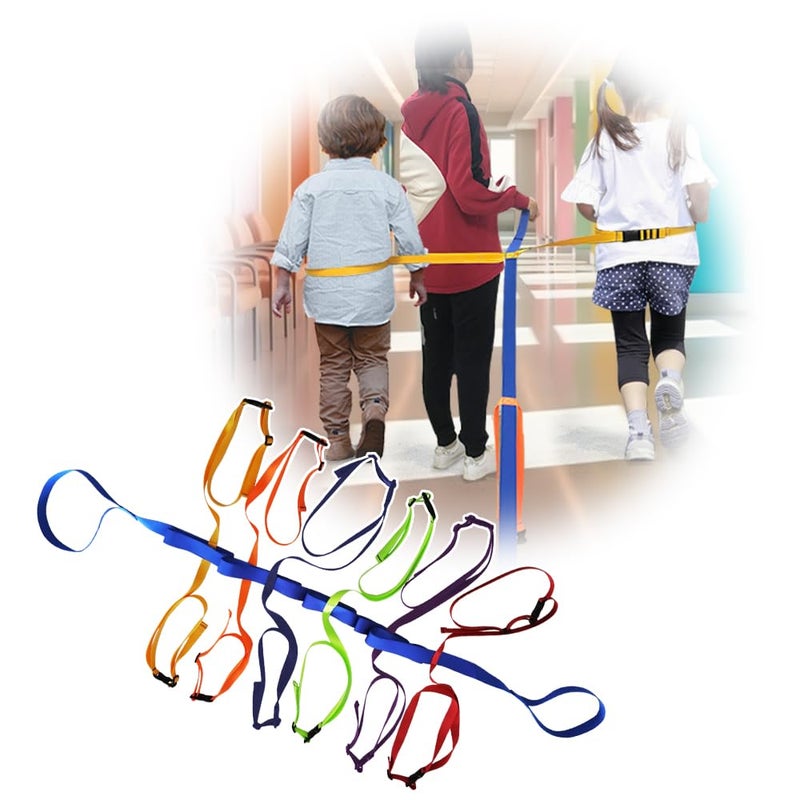 KAVIL Preschool Walking Rope with Rings Toddlers Child Leashes for Kids 2 to 12 Line Up Safety Wrist Strap with Handles Color Tether Daycare Must Haves Outdoor Supplies (Support 2 Adult & 12 Children) - Image 1