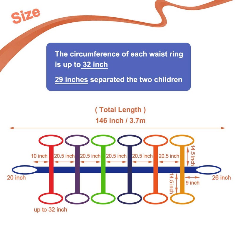 KAVIL Preschool Walking Rope with Rings Toddlers Child Leashes for Kids 2 to 12 Line Up Safety Wrist Strap with Handles Color Tether Daycare Must Haves Outdoor Supplies (Support 2 Adult & 12 Children) - Image 4
