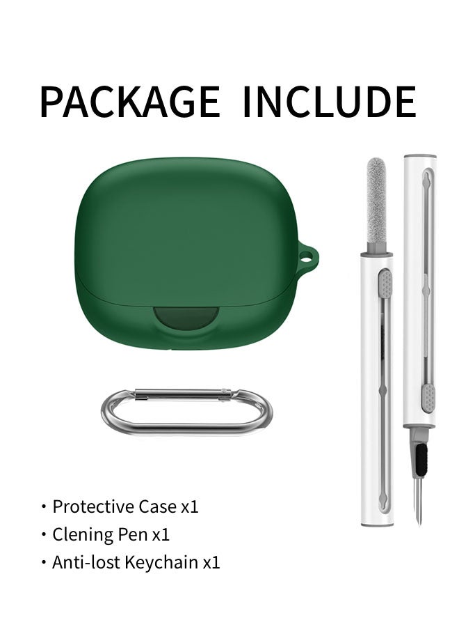 SJet for AeroFit Pro Case Cover with Cleaner Kit, Soft Silicone Protective Case for Anker Soundcore AeroFit Pro Case for Women Men, AeroFit Pro Case Accessories with Keychain (Green) - Image 2