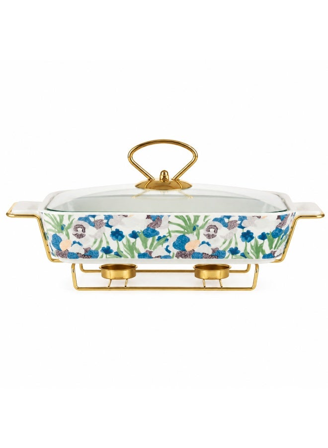 Ceramic Baking Tray with 12Inch  Candle Holder Premium Porcelain Serving and Oven Dish Heat Resistant White Platter for Baking Serving Decor Party and Dining