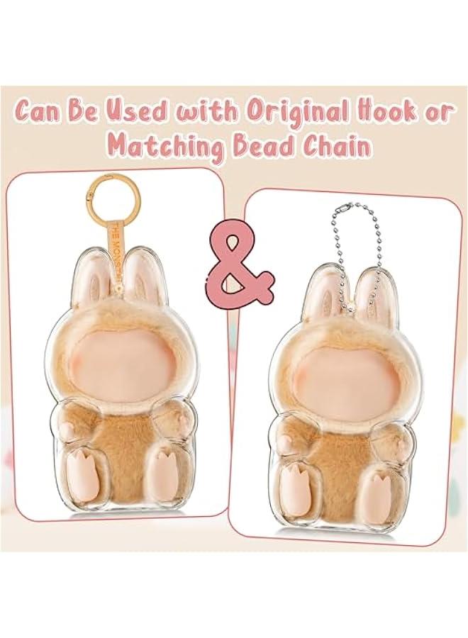 Clear Bag Keychain for LABUBU Plush Doll, Clear Doll Display Protective Cover, Hanging Figure Transparent Acrylic Case Storage Box for Fans Collector (V2)  - Image 3