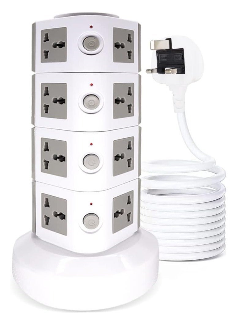 JAJEEK Universal Vertical Tower Power Strip – Multi-Socket (110V-250V) with 2 USB Ports, Electric Charging Station Surge Protector, Four-Layer Design, Suitable for Any Country  - Image 1