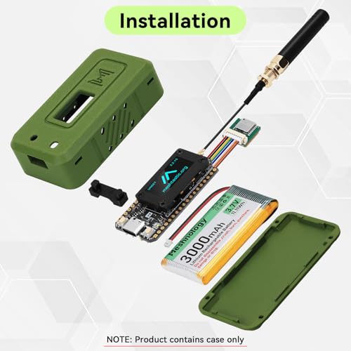 Meshnology Heltec V4 Case for ESP32 LoRa V4 Development Board Custom Meshtastic Case with Antenna Port and Charging Slot (N35F, Green) - Image 4