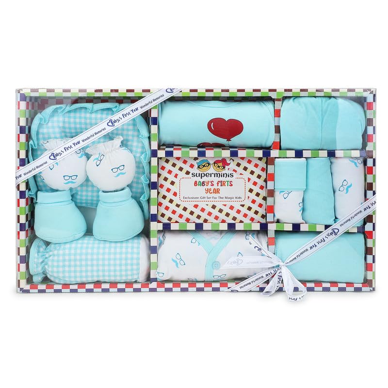 Superminis Cotton New Born Baby Clothing Gift Set - 11 Pieces - Image 1