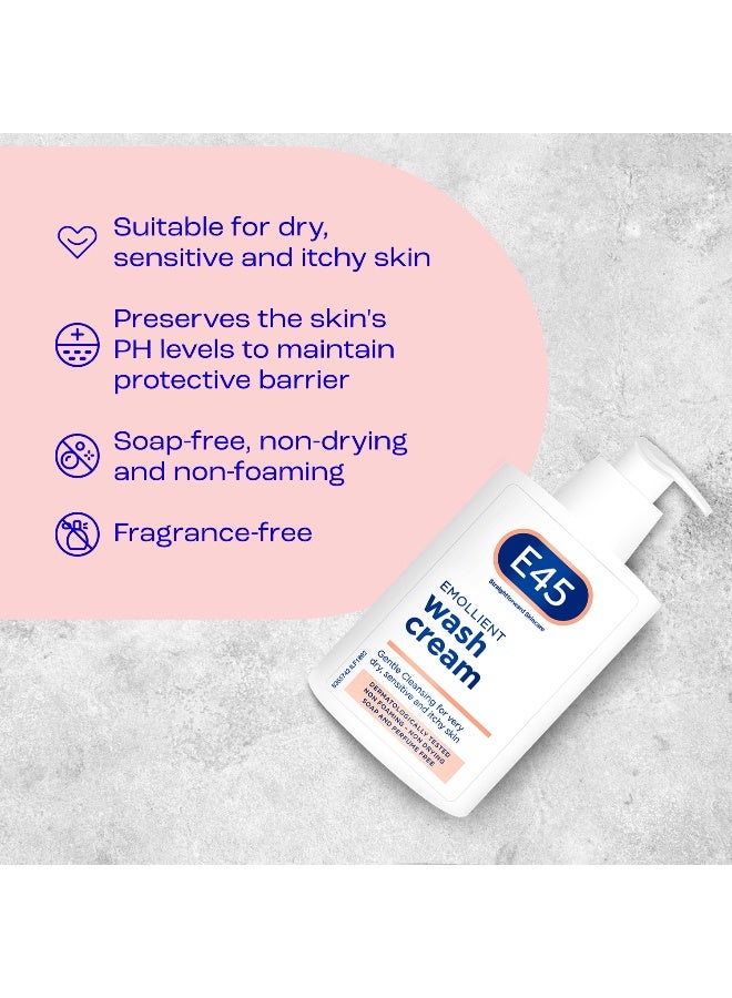 E45 Emollient Hand and Body Wash Cream, Gentle Cleansing For Very Dry, Sensitive and Itchy Skin, Soap Free, Suitable for Eczema, Dermatitis and Psoriasis, 250ml - Image 5