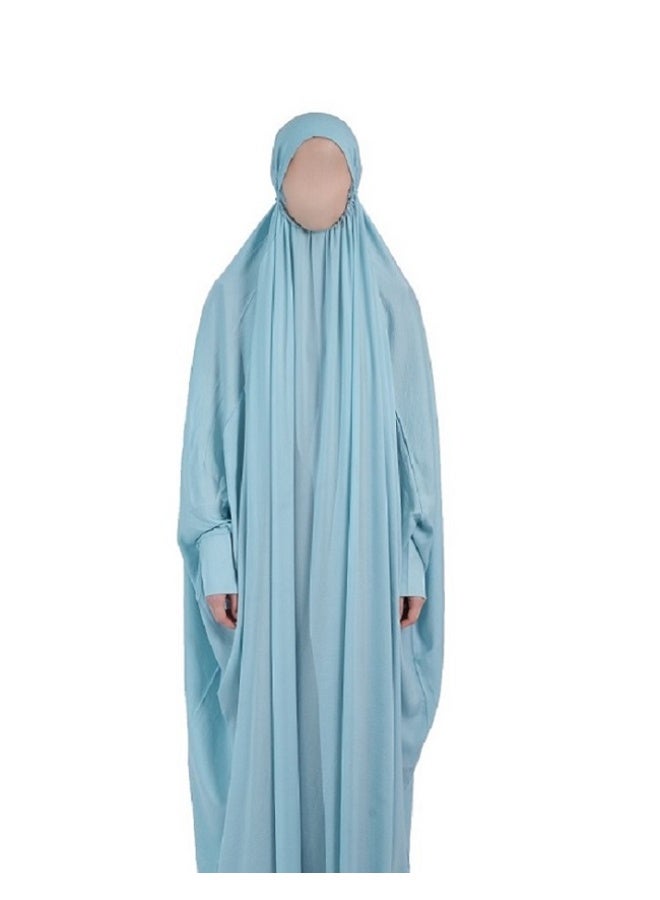 حجاب وعباءة صلاة باللون الأزرق الفاتح من ناشوة بوتيك - Image 1