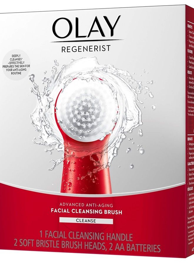 Olay Facial Cleansing Brush by Olay Regenerist, Face Exfoliator with 2 Brush Heads - Image 2