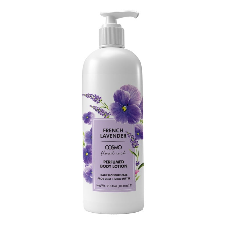 COSMO French Lavender Perfumed Body Lotion 1000ml, Deep hydration with Cocoa Butter, Shea Butter, and Vitamin E, All Skin Types - Image 1
