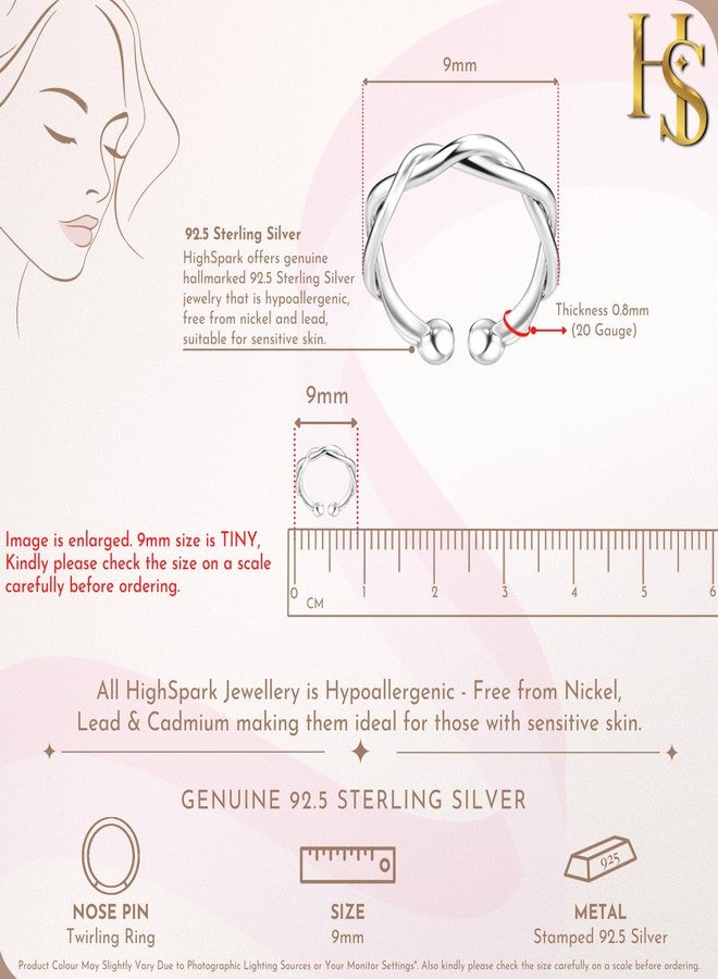 HighSpark 925 Silver Nose Ring for Women | No Piercing Required | 92.5 Sterling Silver & Textured Classic & Simple Nose Ring - Image 2