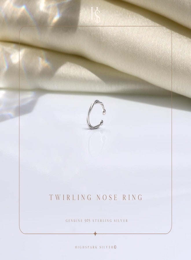 HighSpark 925 Silver Nose Ring for Women | No Piercing Required | 92.5 Sterling Silver & Textured Classic & Simple Nose Ring - Image 3
