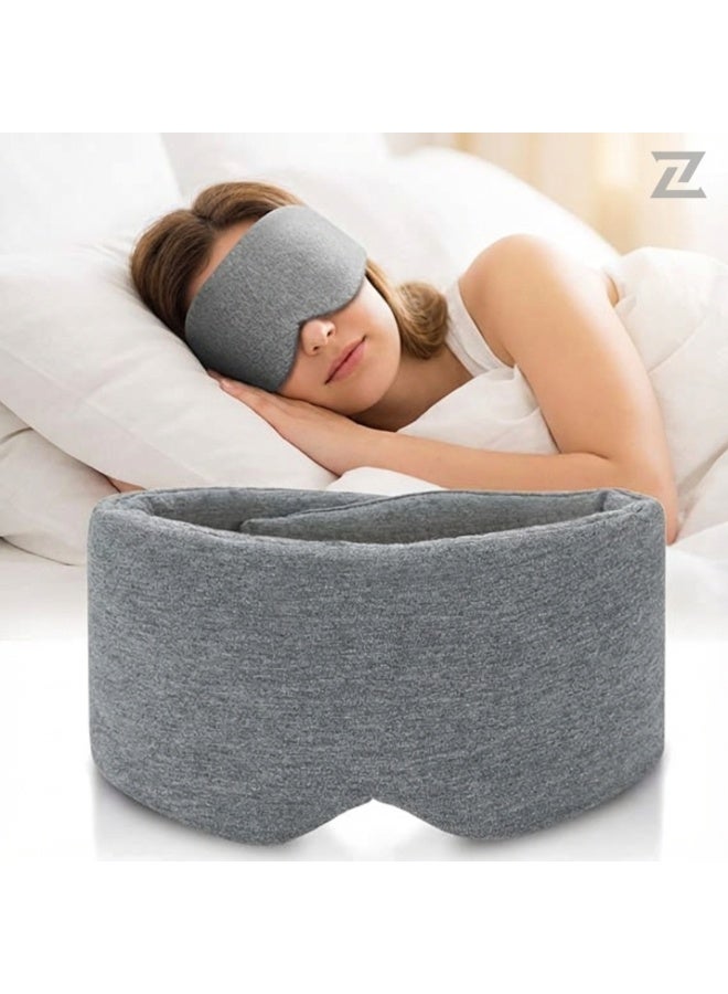 زيكست كومفي قناع النوم القطني الفاخر المصنوع يدويًا من **ZEXT Comfy** – غطاء عين ناعم وكبير الحجم بقدرة محسّنة على حجب الضوء للنوم والسفر والرحلات الجوية والقيلولة، مناسب للنساء والرجال والأطفال (رمادي) - Image 1