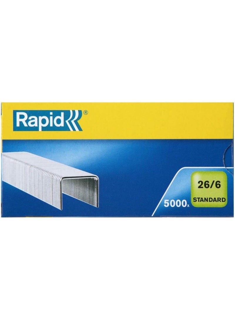 Rapid 26/6mm Standard Staples Pack of 3 (15,000pcs) – Chrome - Image 1