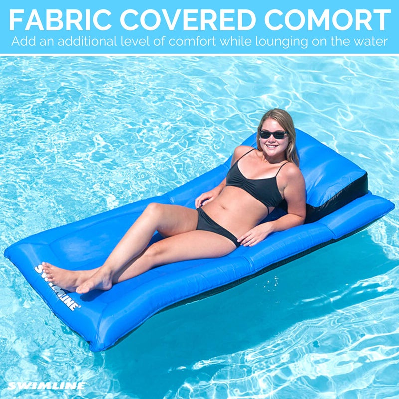SWIMLINE ORIGINAL Fabric Covered Pool Float Mattress Lounger Raft For Adults & Kids I Comfortable Head Rest & Quick-Dry Cover For Adult Or Kid Floating & Lounging Dogs 9057 - Image 3