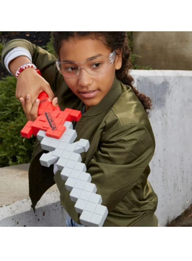 NERF Minecraft Heartstealer Toy Sword, Blasts Darts, Includes 4 Elite Foam Darts, Design Inspired By Minecraft Sword In Game