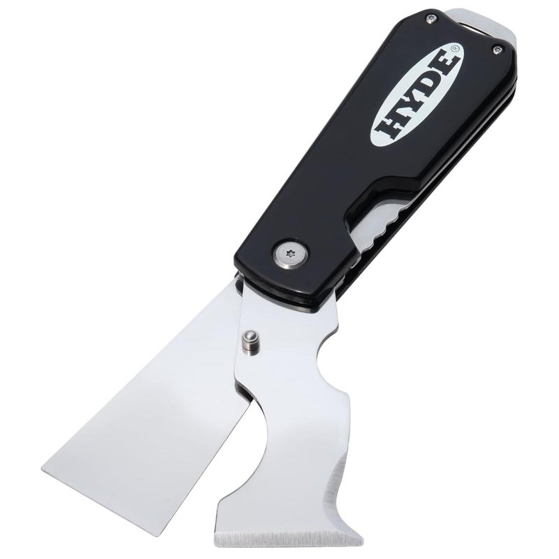 Hyde Dual Blade Folding Painter's Tool 5-In-1 Stainless Steel Folds Closed, Flex 1-1/2 Inch, Cleans Rollers, Spreads Compound, Scrapes, Cleans Out Cracks, Opens Cans and Boxes,Black - Image 2