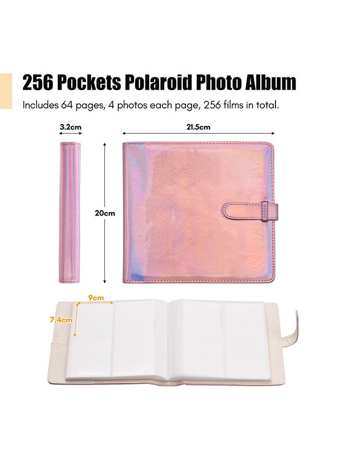 O Ozone 256 Pockets Polaroid Book Photo Albumfor Fujifilm Instax Mini 11 90 70 9 8+ 8 LiPlay Instant Camera, Polaroid Snap SnapTouch PIC-300 Z2300 Instant Camera - Pink  - Image 5