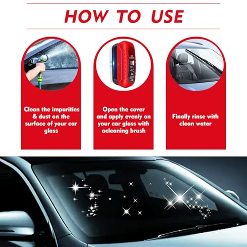 Eiruseed Automotive Oil Film Cleaning Brush with Reusable Foam Sprayer, Upgraded Antifog Glass Cleaning Board, Glass Oil Film Remover for Car Windows & Windshields, Versatile Car Glass Cleaner Brush (Red) - Image 5