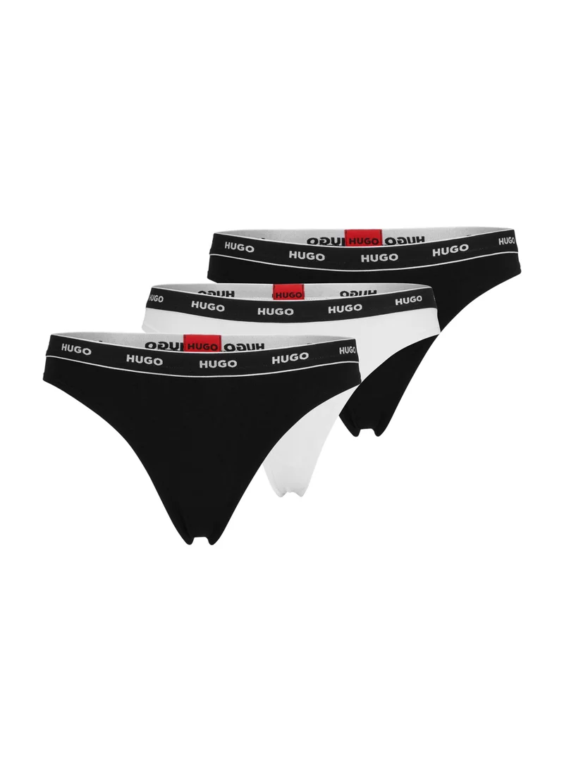 HUGO Three-pack of thongs with branded waistbands