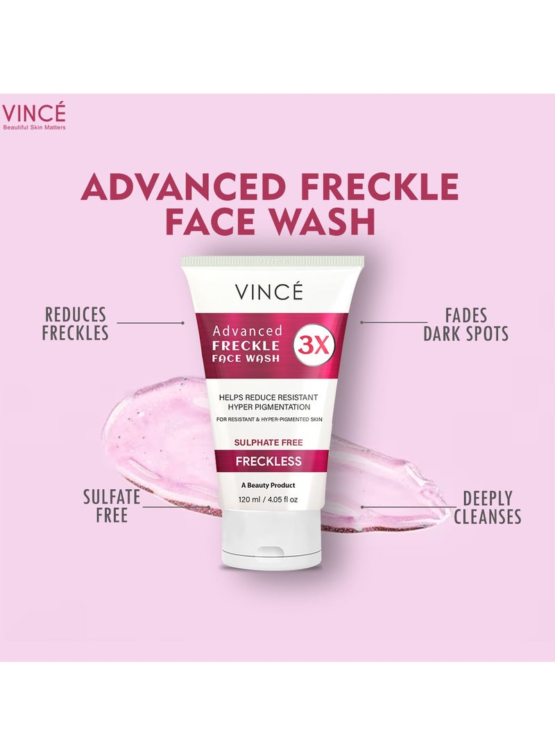 فينس غسول الوجه المتقدم لإزالة النمش - يقلل النمش المقاوم والبقع الداكنة وبقع الشمس بنسبة 3X - ينظف البشرة بعمق ويفتحها ويرطبها ويزيل الشوائب للحصول على بشرة صافية ومتوهجة - 120 مل - Image 3