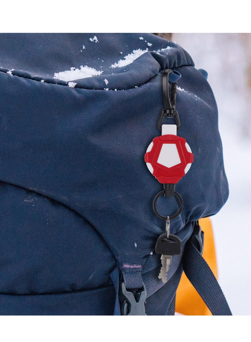 SYOSI Retractable Keyring, Heavy Duty Metal Retractable Badge Holders, Extendable Retractable Keychain with Steel Wire Rope Retractable ID Badges Holder(White and Red) - Image 5