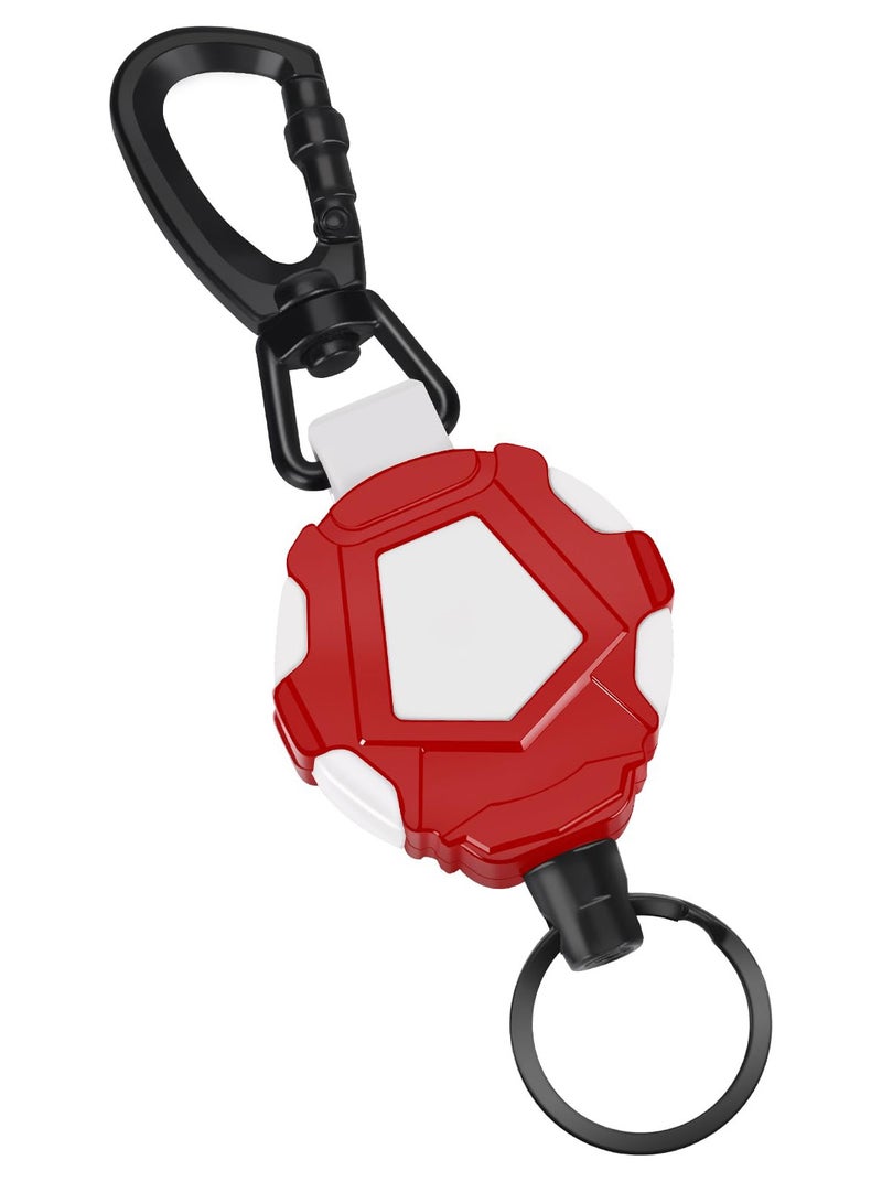 SYOSI Retractable Keyring, Heavy Duty Metal Retractable Badge Holders, Extendable Retractable Keychain with Steel Wire Rope Retractable ID Badges Holder(White and Red) - Image 1