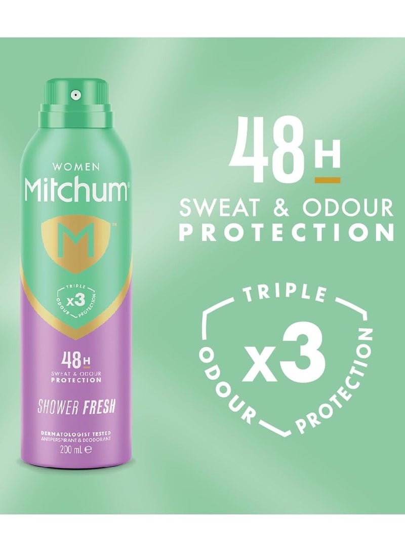 ميتشوم مزيل عرق بخاخ للنساء بحماية ثلاثية من الروائح تدوم 48 ساعة، برائحة منعشة، 200 مل - Image 2