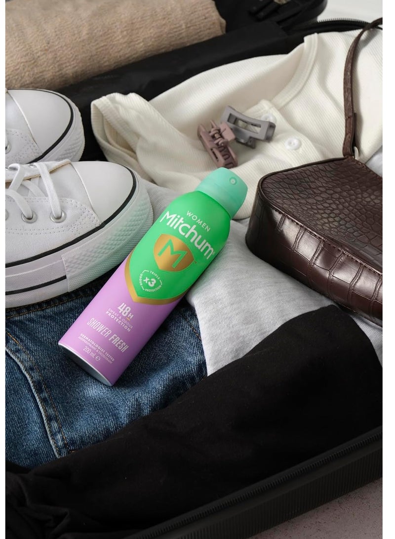 ميتشوم مزيل عرق بخاخ للنساء بحماية ثلاثية من الروائح تدوم 48 ساعة، برائحة منعشة، 200 مل - Image 3