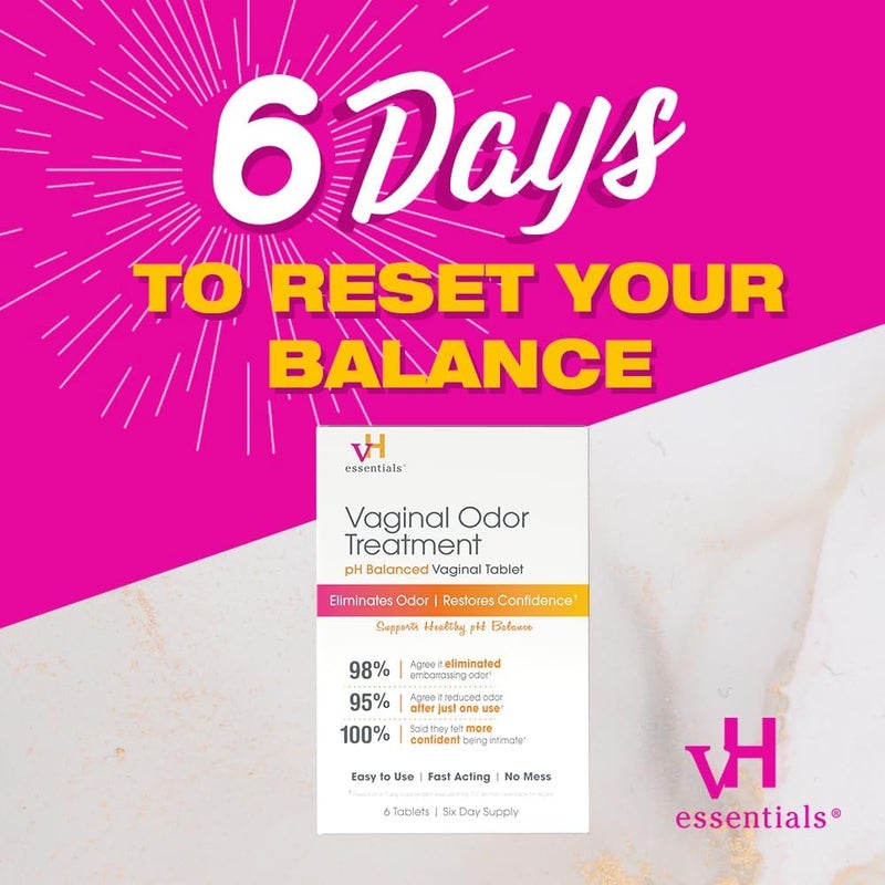 vH Essentials Vaginal Odor Treatment - pH Balanced Vaginal Suppositories - 6 Tablets With Applicator, White - Image 5