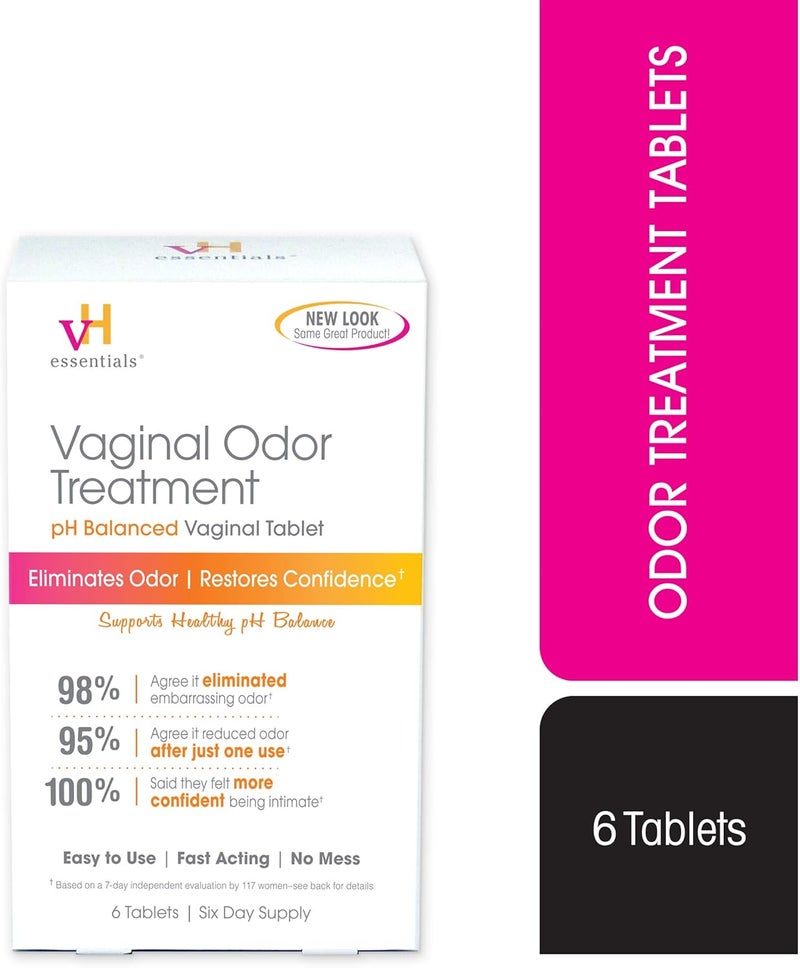vH Essentials Vaginal Odor Treatment - pH Balanced Vaginal Suppositories - 6 Tablets With Applicator, White - Image 3